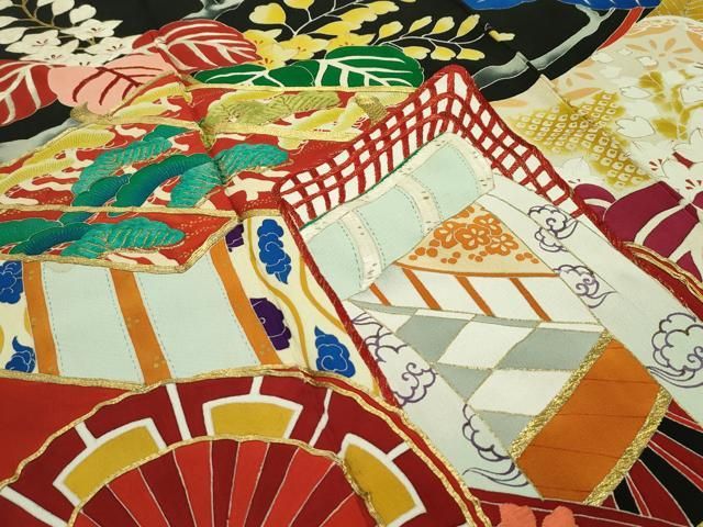 平和屋本店□極上 アンティーク 大正ロマン 振袖 駒刺繍 御所車枝花文