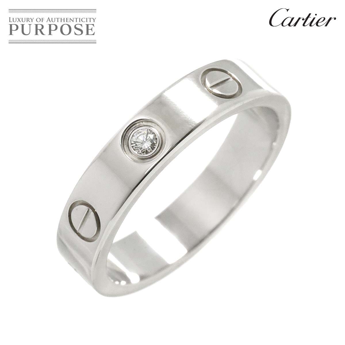 カルティエ Cartier ミニラブ #49 リング ダイヤ 1P K18 WG ホワイト  