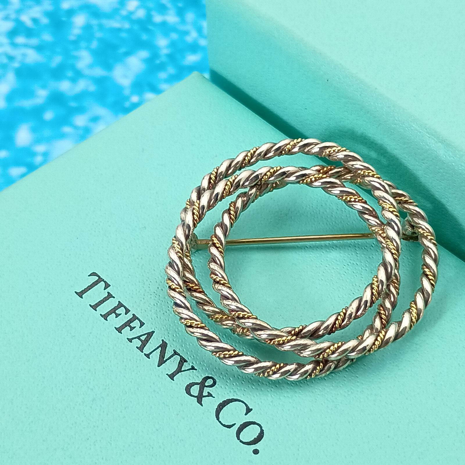 TIFFANY&Co ティファニー K18 コンビ ツイスト ロープ ブローチ