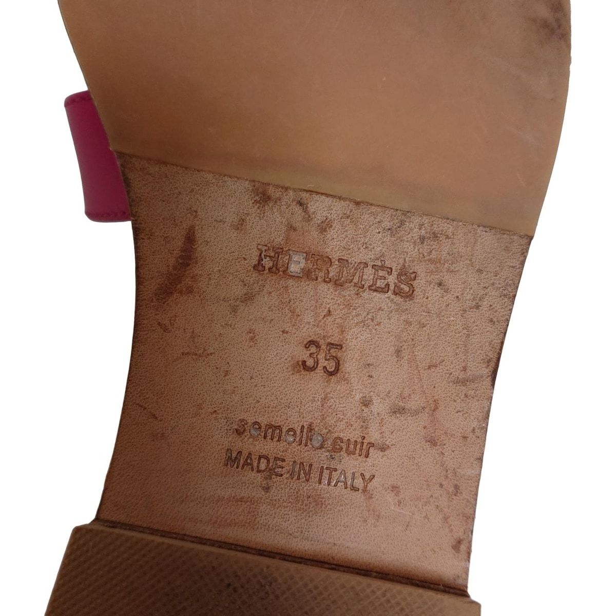 HERMES エルメス ミュール 35 レディース オラン ピンク アウトソール張替済 レザー KIN-KAAI_COM