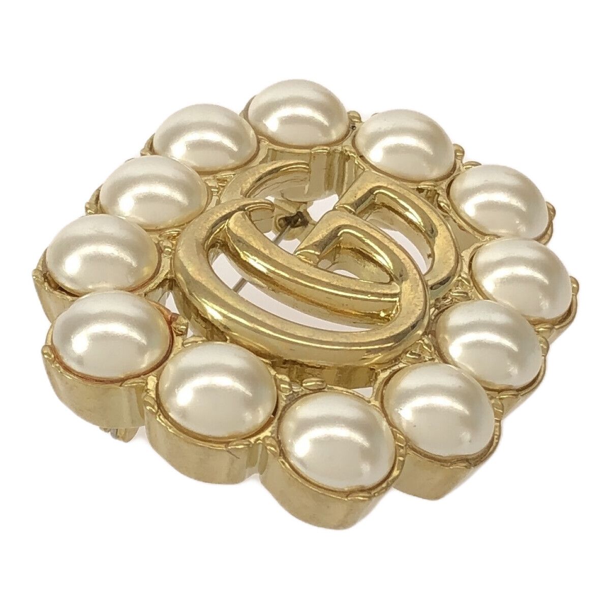GUCCI ブローチ パール ダブルG GUCCIグッチ ダブルG パールブローチ