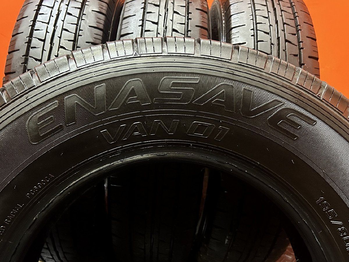 DUNLOP ENASAVE VAN01 195/80R15 107/105L LT 15インチ 夏タイヤ 4本 21年製 バリ溝 ハイエース キャラバン等　(KTL284) DUNLOP ENASAVE VAN01 195/80R15 107/105L LT 15インチ 夏タイヤ 4本