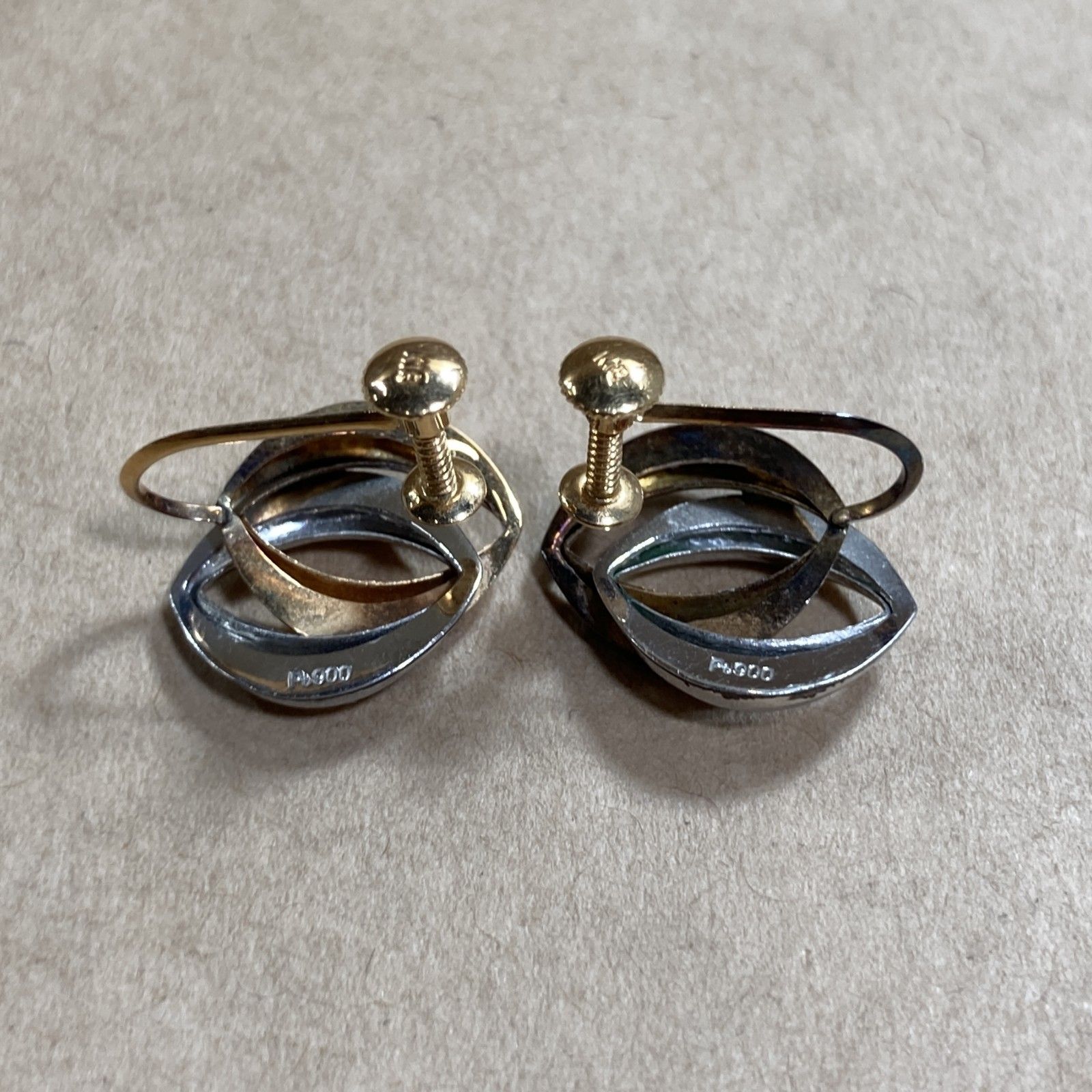 K18 PT900 イヤリング　コンビ　プラチナ　１８金　イエローゴールド　ＹＧ　レディース　2.3g K18 Pt900 コンビ スクリュー 中折れ イヤリング 18金 プラチナ
