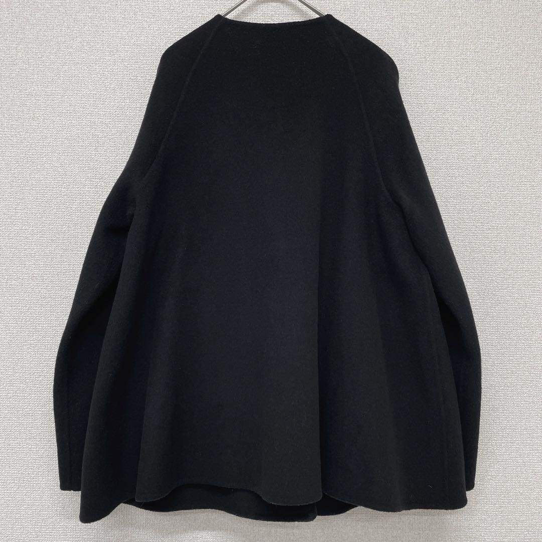 NEMIKA ネミカ Leilian レリアン ケープコート ノーカラー ショートコート フ ファー ウール 黒