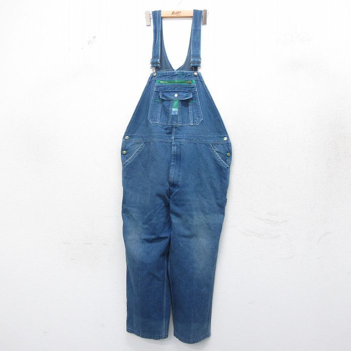 W45/古着 リバティ オーバーオール メンズ 大きいサイズ コットン 紺 ネイビー デニム 24jun11 中古 ボトムス