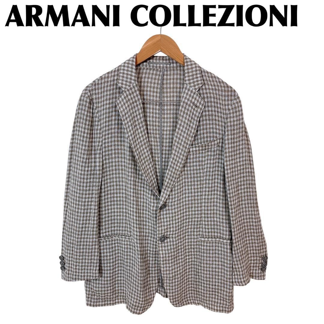 アルマーニ コレツィオーニ 麻混テーラードジャケット 50R チェック