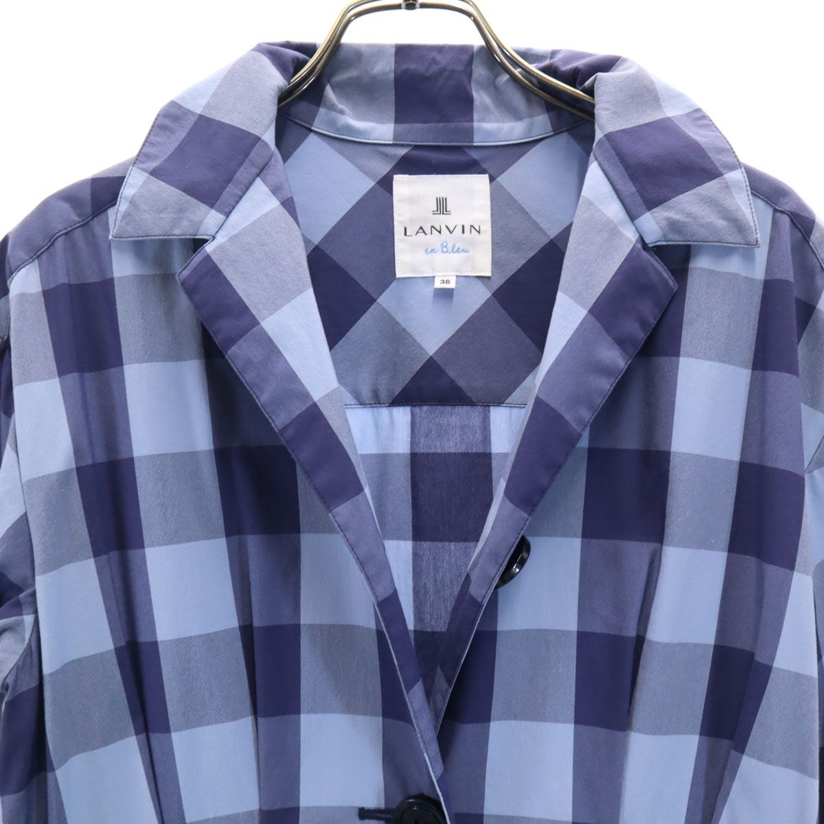 LANVIN en Bleu ランバンオンブルー 日本製 ギンガムチェック柄 5分袖