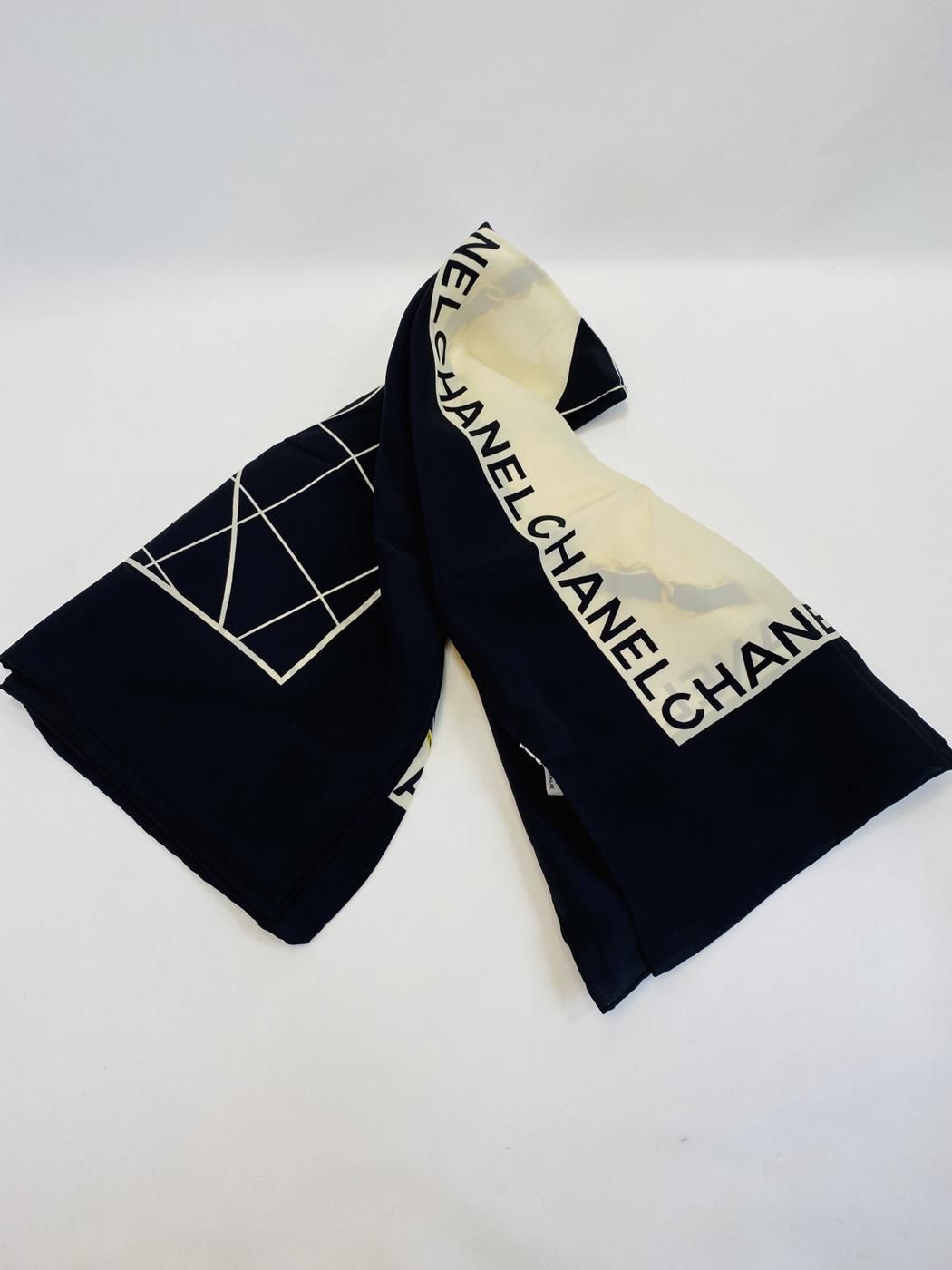 CHANEL シャネル スカーフ 大判 ココマーク マトラッセ ブラック 管理  