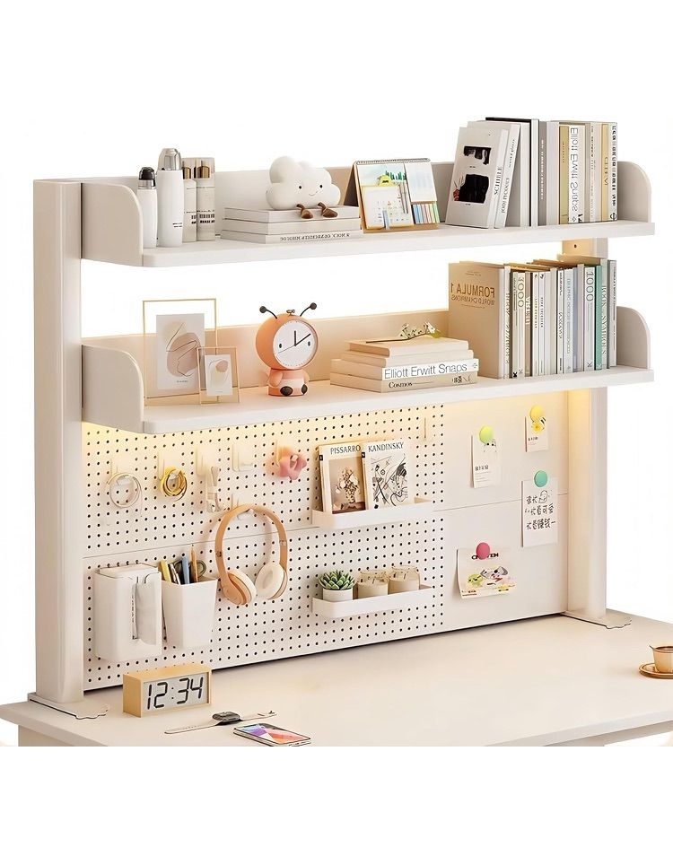 ポータブル TUIYIDUO 机上ラック 有孔ボード 卓上ラック デスク上置き棚 多機能デスクシェルフ 調節 幅80×高さ95.3cm 卓上本棚 組み立てが簡単 学生 オフィス収納 事務用品 日本語説明書付き ホワイト 3段