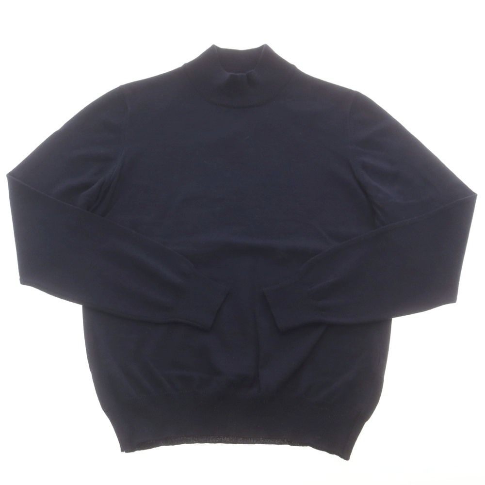 グランサッソ　ネイビー　モックネック　ニット　48サイズ　ウール 12Gガーメントダイ メリノウール モックネックニット｜GRAN SASSO