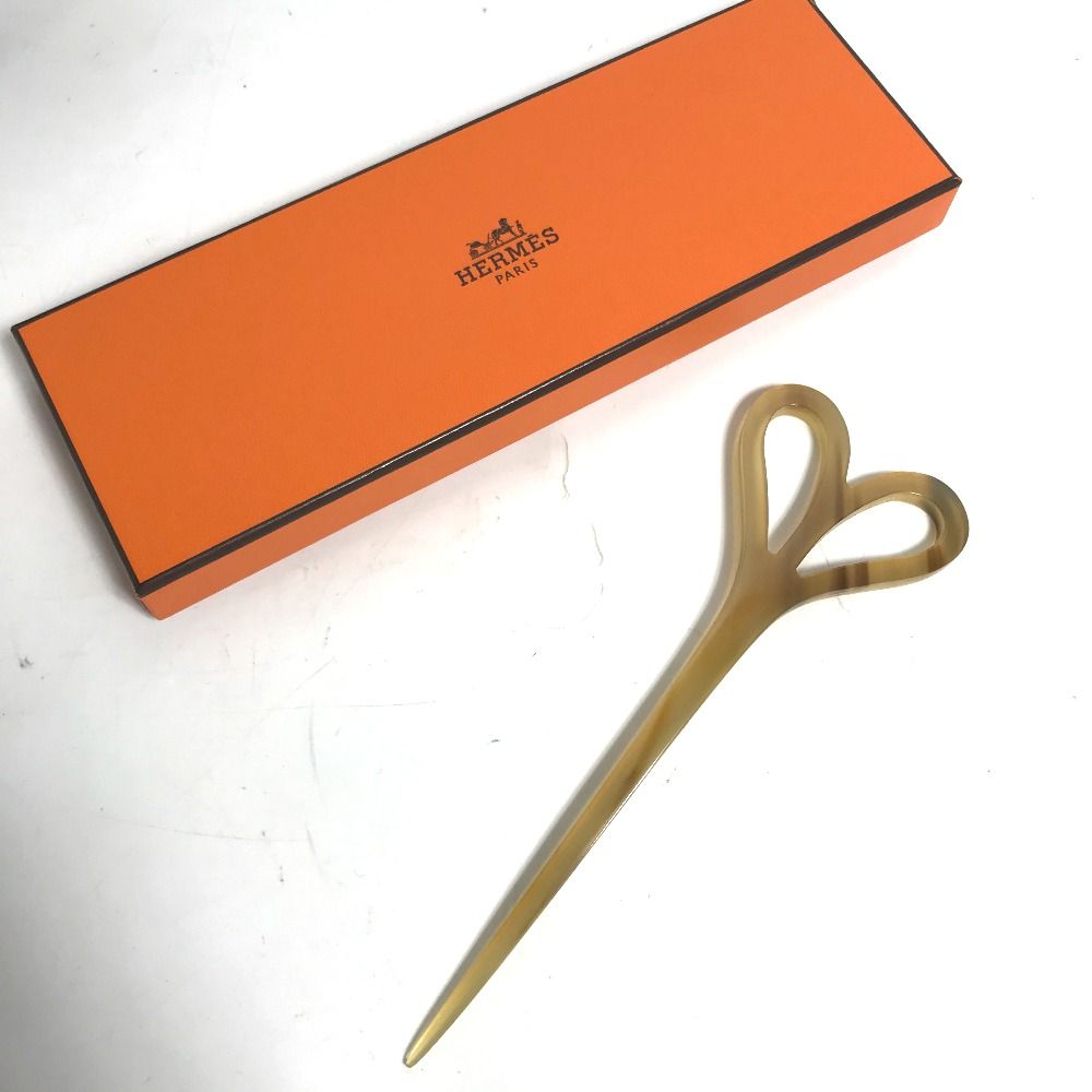 【新品】HERMES バッファローホーン　ハート型　かんざし HERMES エルメス ヘアピン ハート かんざし バッファローホーン