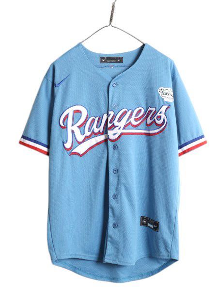 なクーポン配布中! レンジャーズ ベースボール シャツ メンズ S | MLB オフィシャル ナイキ 大リーグ ユニフォーム ゲームシャツ ジャージ スウッシュ 重ね着