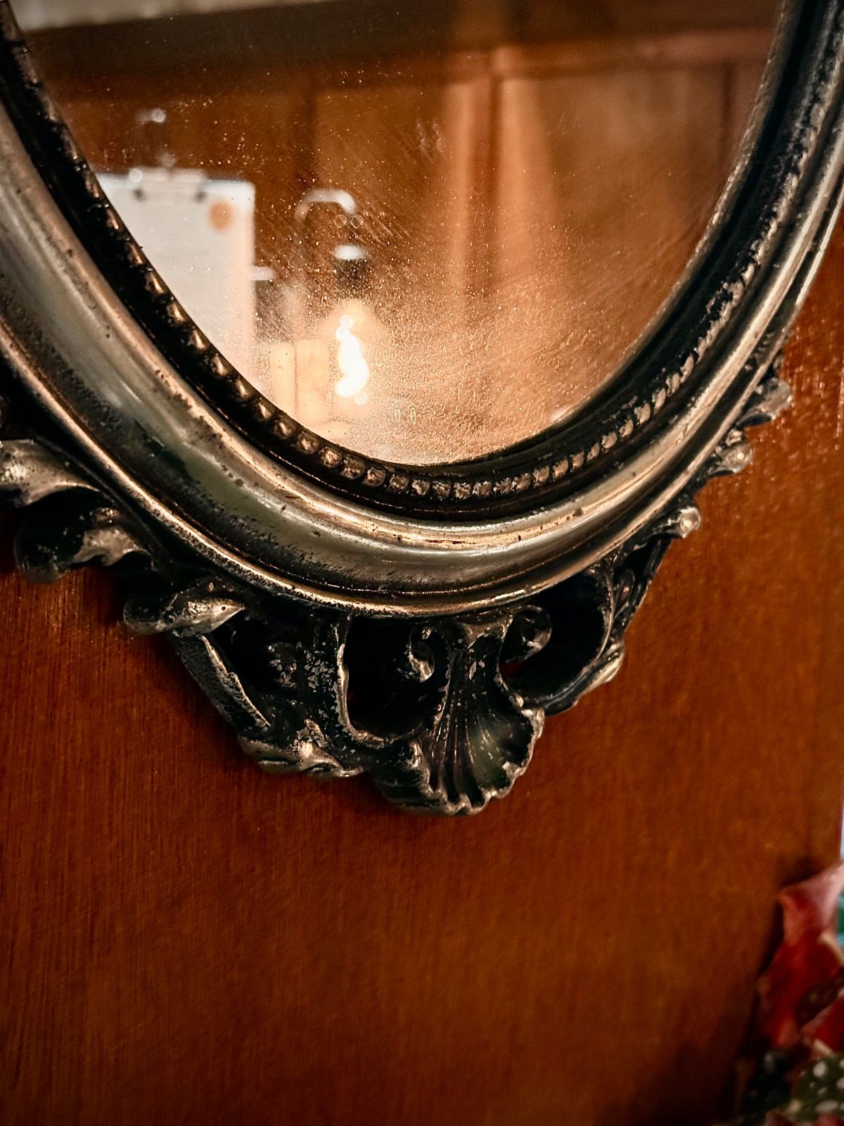 アンティーク 鏡 楕円 ミラー 金属フレーム 壁掛け レトロ 送料込み て