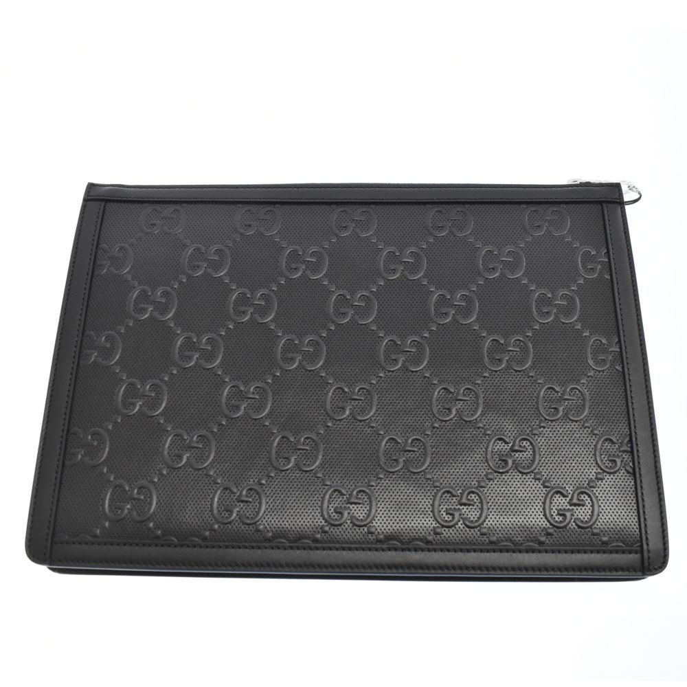 GUCCI セカンドバッグ GUCCI (グッチ) GGエンボスレザークラッチバッグ セカンドバッグ