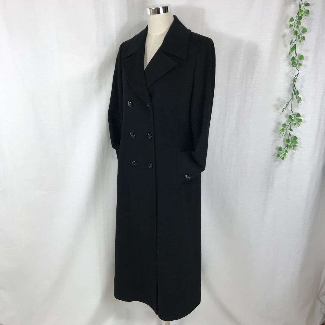 カシミヤ100%黒ロングコート 黒 ダブルブレスト カシミヤ100ロングコート