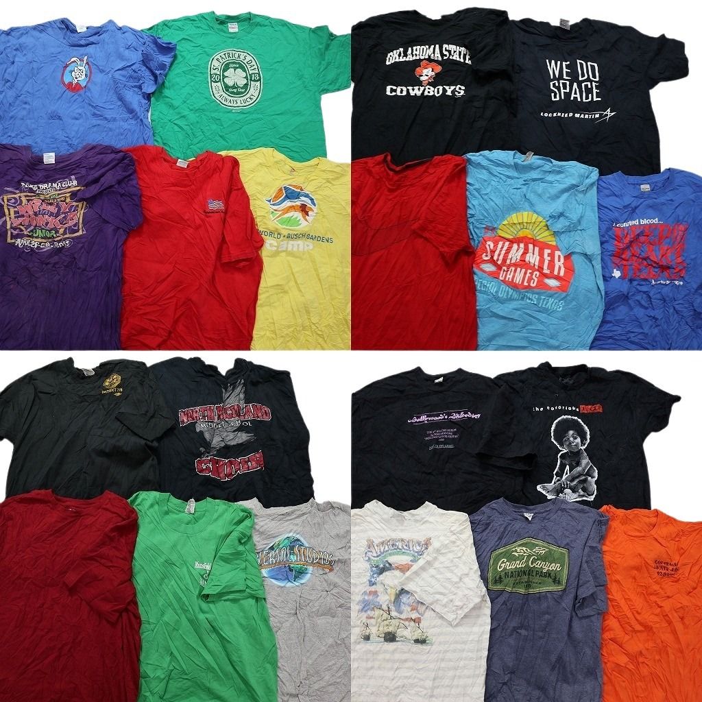 古着卸 まとめ売り カラーmix プリント 半袖Tシャツ 20枚セット (メンズ XL ) 人物 ナイキ 星条旗 ワンポイント 中古 古着 MY7366