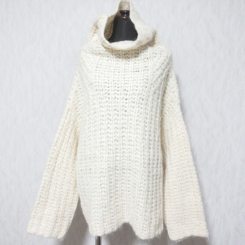 ADORE - ADORE(アドーア) 長袖セーター サイズ38 M レディース美品  - グレー×アイボリー タートルネック/ニット/ストライプ 美品 ADORE アドーア アルパカモヘヤブレンド チャンキーニット