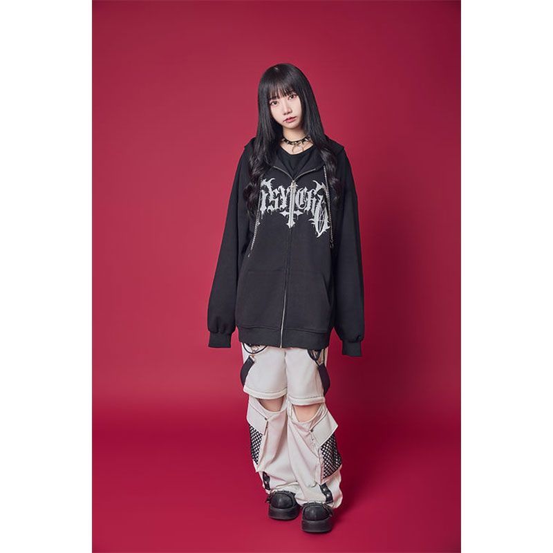 PSYCHO NATION サイコネーション ウィングクロス ZIPパーカー 原宿 病みかわ パンク 地雷 天使界隈 サイバー メンズ レディース ユニセックス 734506 PSYCHO NATION サイコネーション ウィングクロス ZIPパーカー 原宿 病