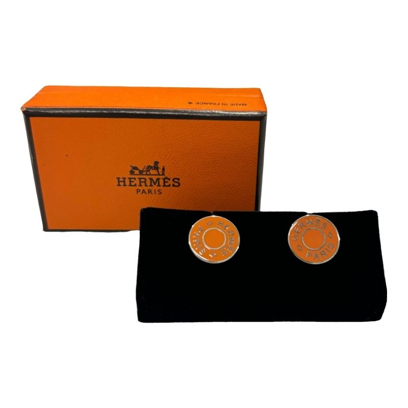 HERMES エルメス セリエ リコル2 ロゴチェーン オレンジ カフス  