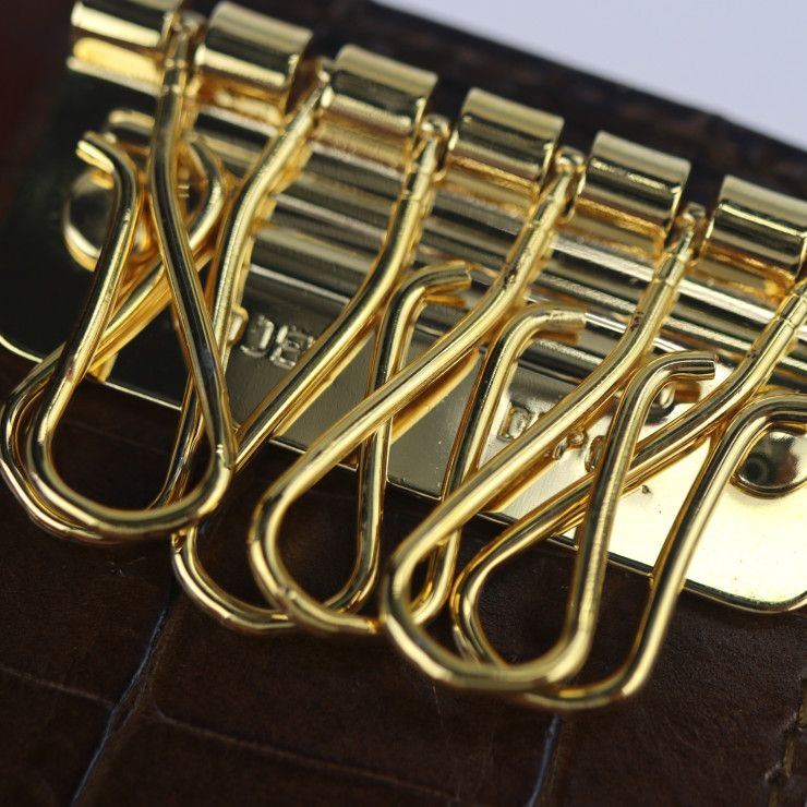 Salvatore Ferragamo サルヴァトーレ フェラガモ キーケース 22 3056 クロコ型押し レザー ブラウン系 ゴールド金具 ヴァラ 6連 【本物保証】
