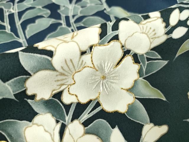 平和屋着物▽訪問着 単衣 刺繍 風景草花文 正絹 逸品 AAAZ9401fy