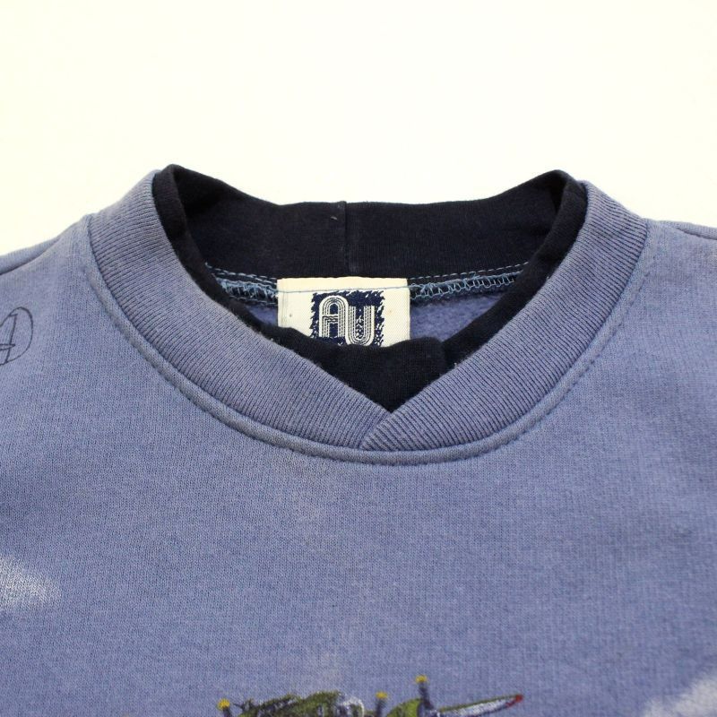 90s USA製 vintage 総柄 戦闘機 プリント ポケット付き スウェット