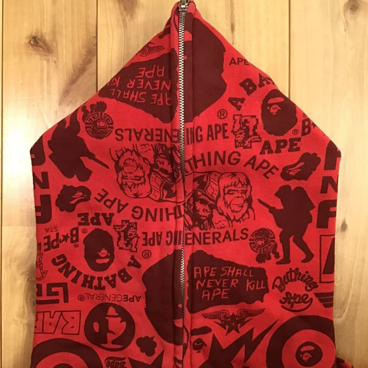 BAPE MIX LOGO フルジップ パーカー Lサイズ Red a bathing ape full 