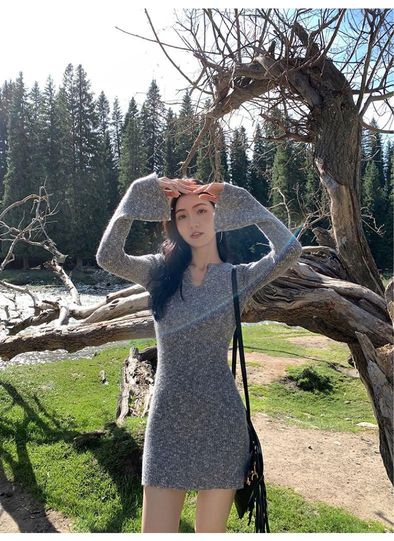 ♥ Vネックセクシーミニワンピース