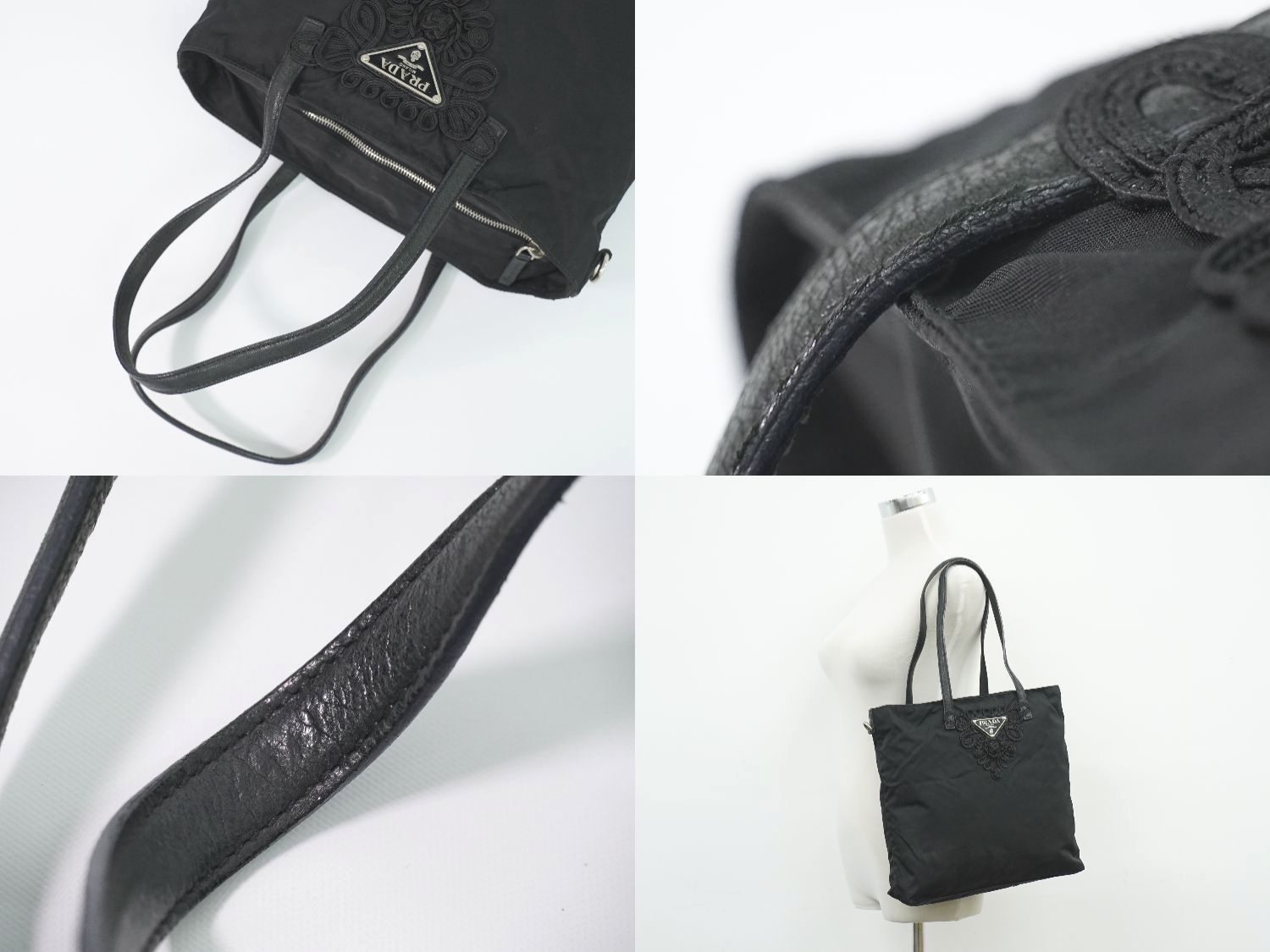 本物 プラダ PRADA テスート 刺繍 トートバッグ ショルダーバッグ