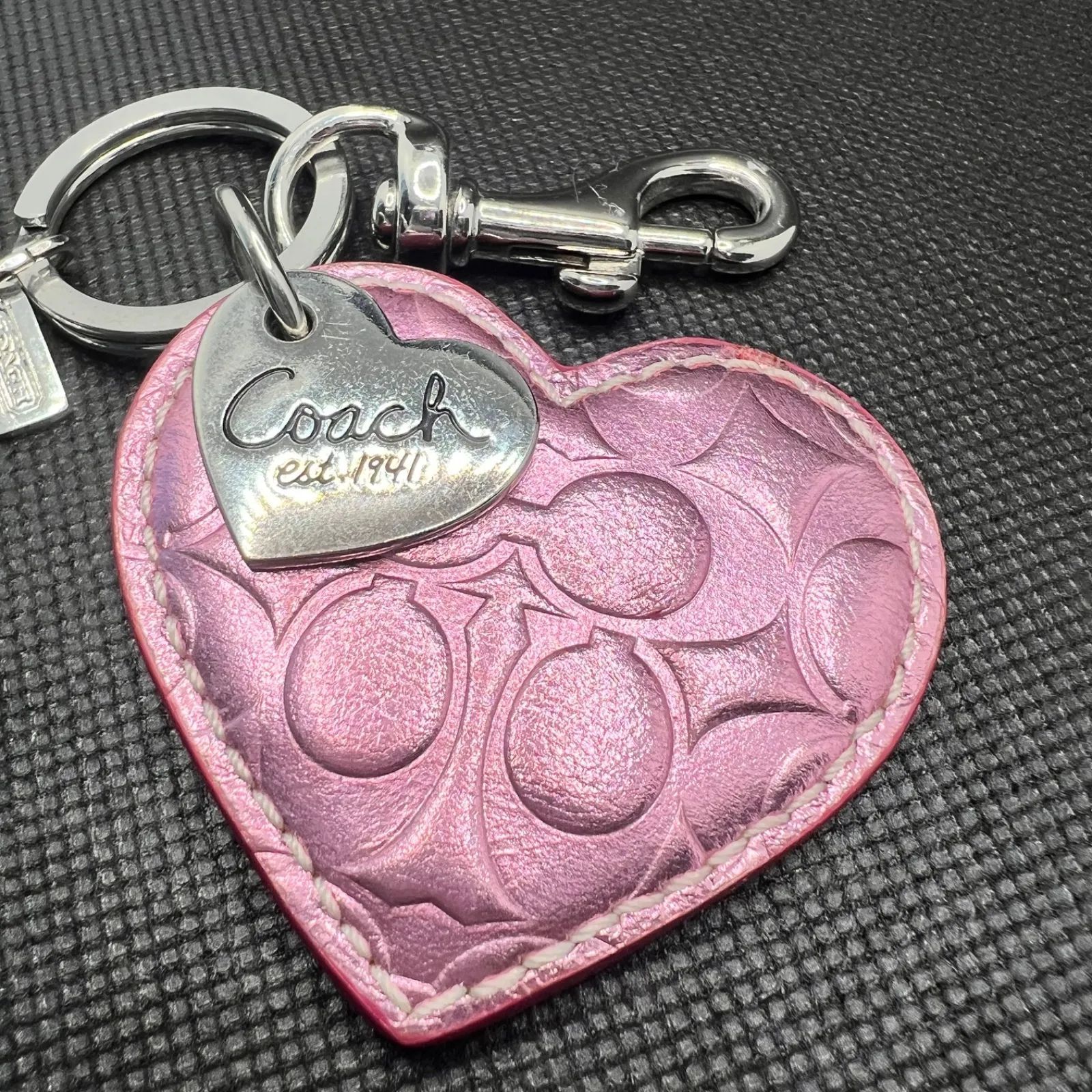 COACH コーチ キーホルダー チャーム ハート ピンク