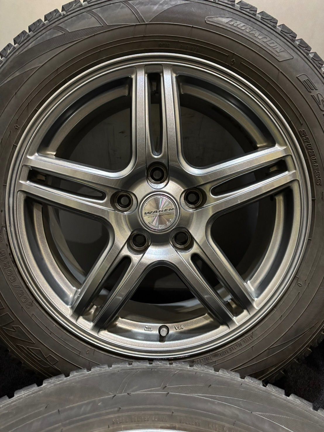 205 60R16 FALKEN ESPIA W-ACE 19年製 WAREN 16インチ 6.5J 35 114.3 5H スタッドレス 4本 90 ノア ヴォクシー 南3-K396