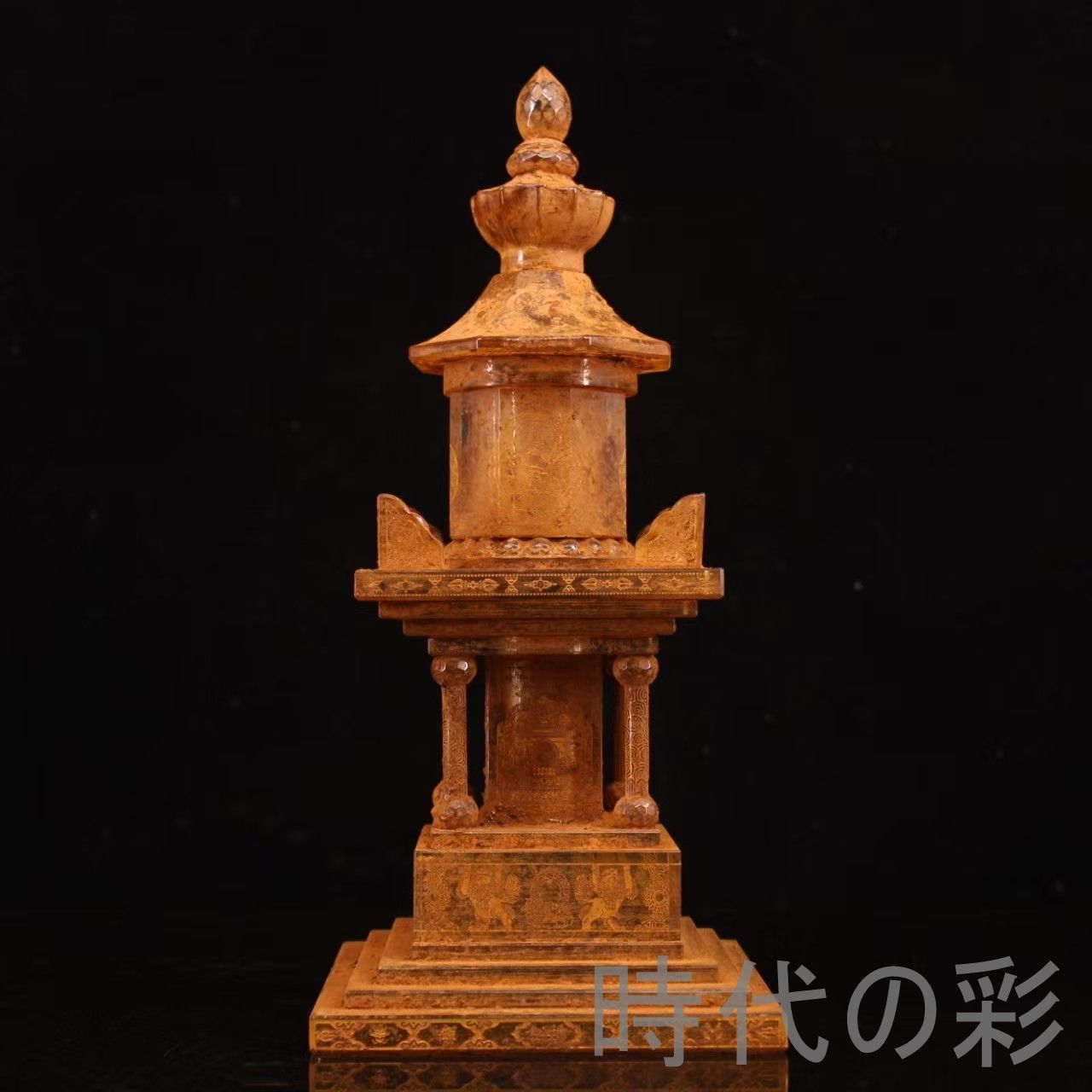 中国古美術 珍蔵 古寺結縁 清代 老水晶 銘文 描金 舎利塔 金剛舎利 仏教美術 唐物 骨董品 細工 古賞物 置物 時代物 収集 古美味 旧家蔵出 仏教舎利塔 結縁供養具 R07100306