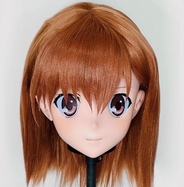 全頭マスク カツラ付き ロック付き NO.25 フルマスク ドール ヘッドロリータ人形 コスプレ マスク 変身 仮装 着ぐるみ 二次元美少女