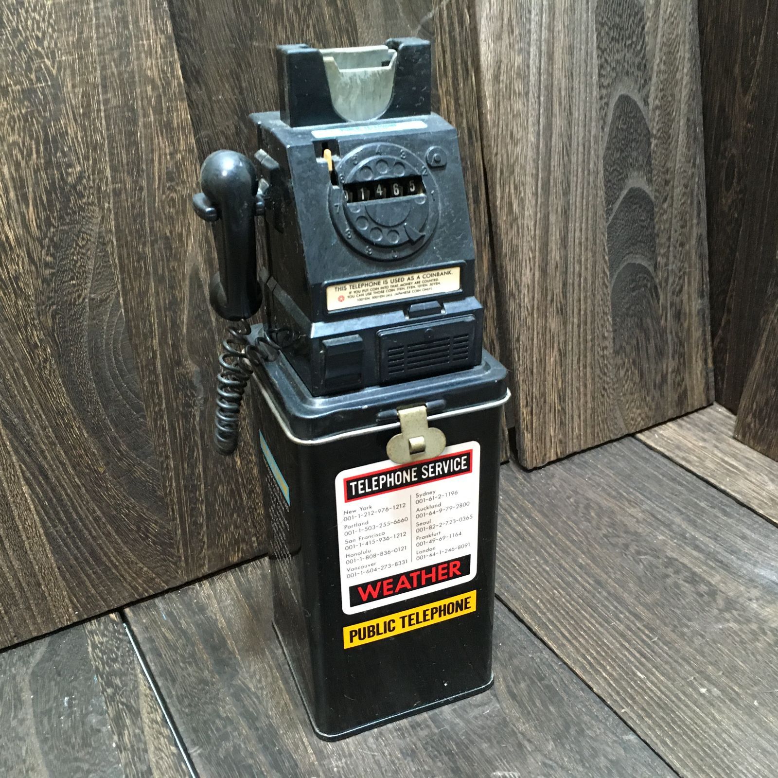 昭和レトロ 黒電話 コインバンク 貯金箱 アメリカ公衆電話 雑貨