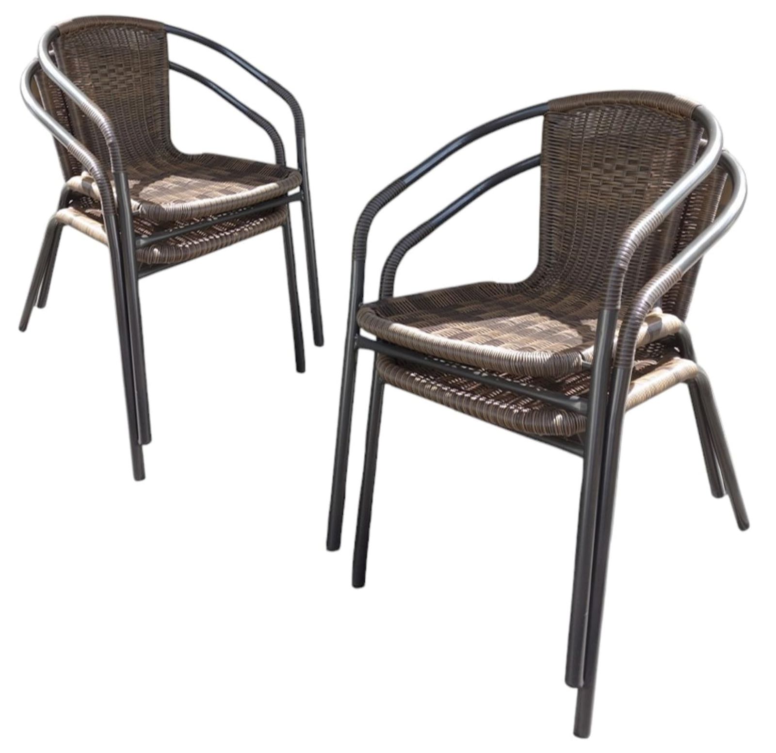 迅速発送 リビングアウト Living Out ガーデンチェア 4脚組 スタッキング 幅52cm×奥59cm×高74cm 座面の高さ41cm 4脚組 スタッキング アウトドア ガーデン 耐荷重80㎏ パウダーコーティング マット仕上げ 組立不要 張