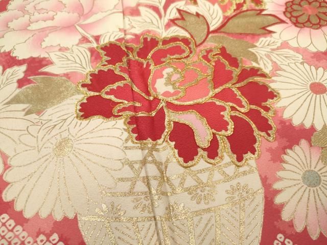 平和屋着物□豪華振袖 駒刺繍 花篭文 金銀彩 正絹 逸品