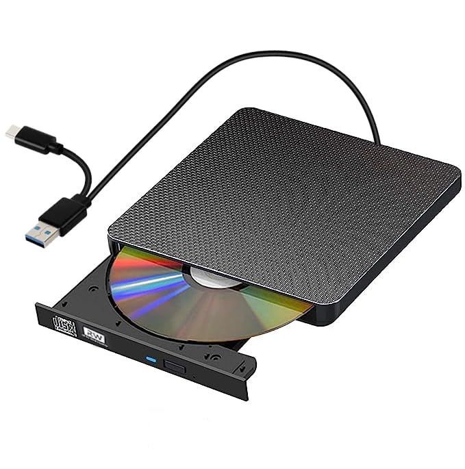 dvdドライブ 外付け usb3.0 CDドライブ DVD プレイヤー ポータブルドライブ CD DVD読取 書込 Window Mac OS XP Vista対応 USB TypeCケーブル内蔵