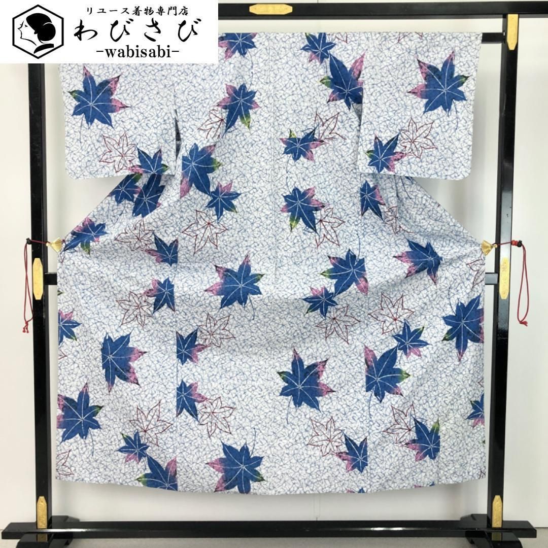 夏着物 浴衣 ろうけつ染 浴衣 蝋けつ染 蝶々 花模様 紫褐色 K-4836 蝶模様のろうけつ染めの浴衣 | えみぃのイイモノセレクション