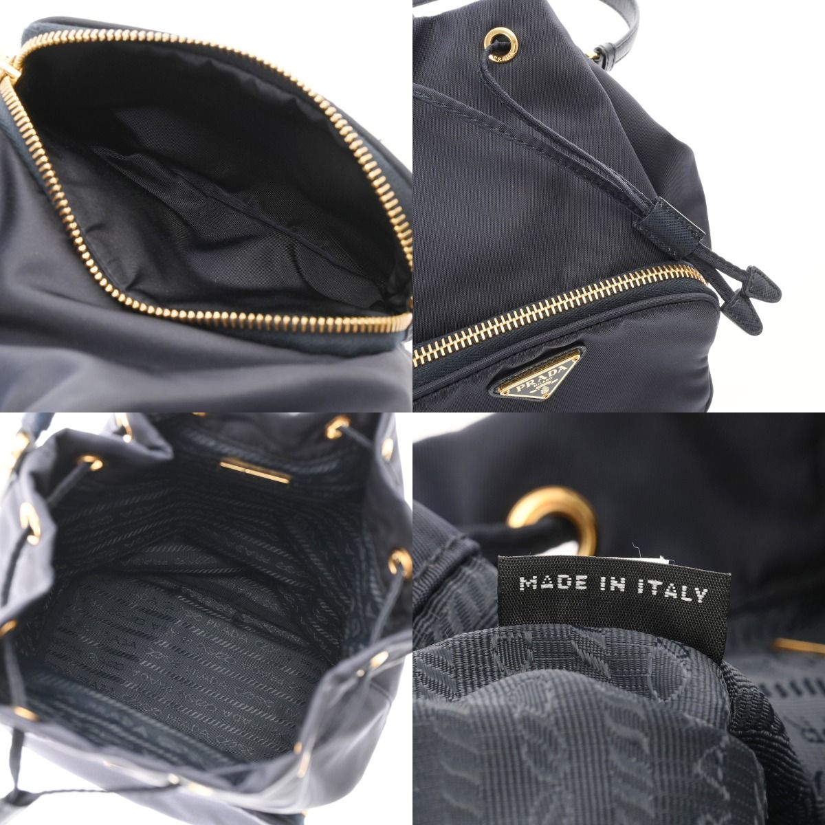 プラダ 巾着 2WAY ネイビー ユニセックス ナイロン ショルダーバッグ