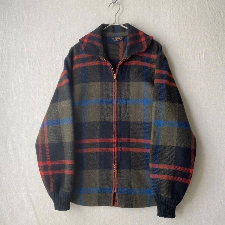 50s Woolrich フルジップ シャツ ジャケット / ウール チェック 