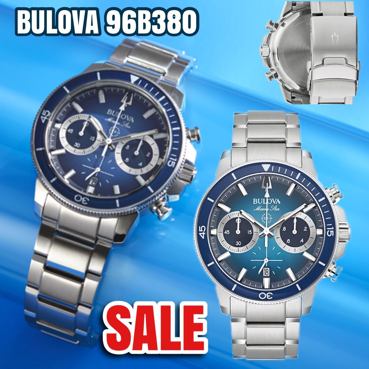 【新品】定価67100円 BULOVA ブローバ マリンスター クロノグラフ 腕時計 96B380