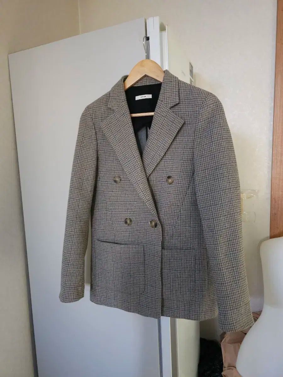 システム チェック ダブル ウールジャケット