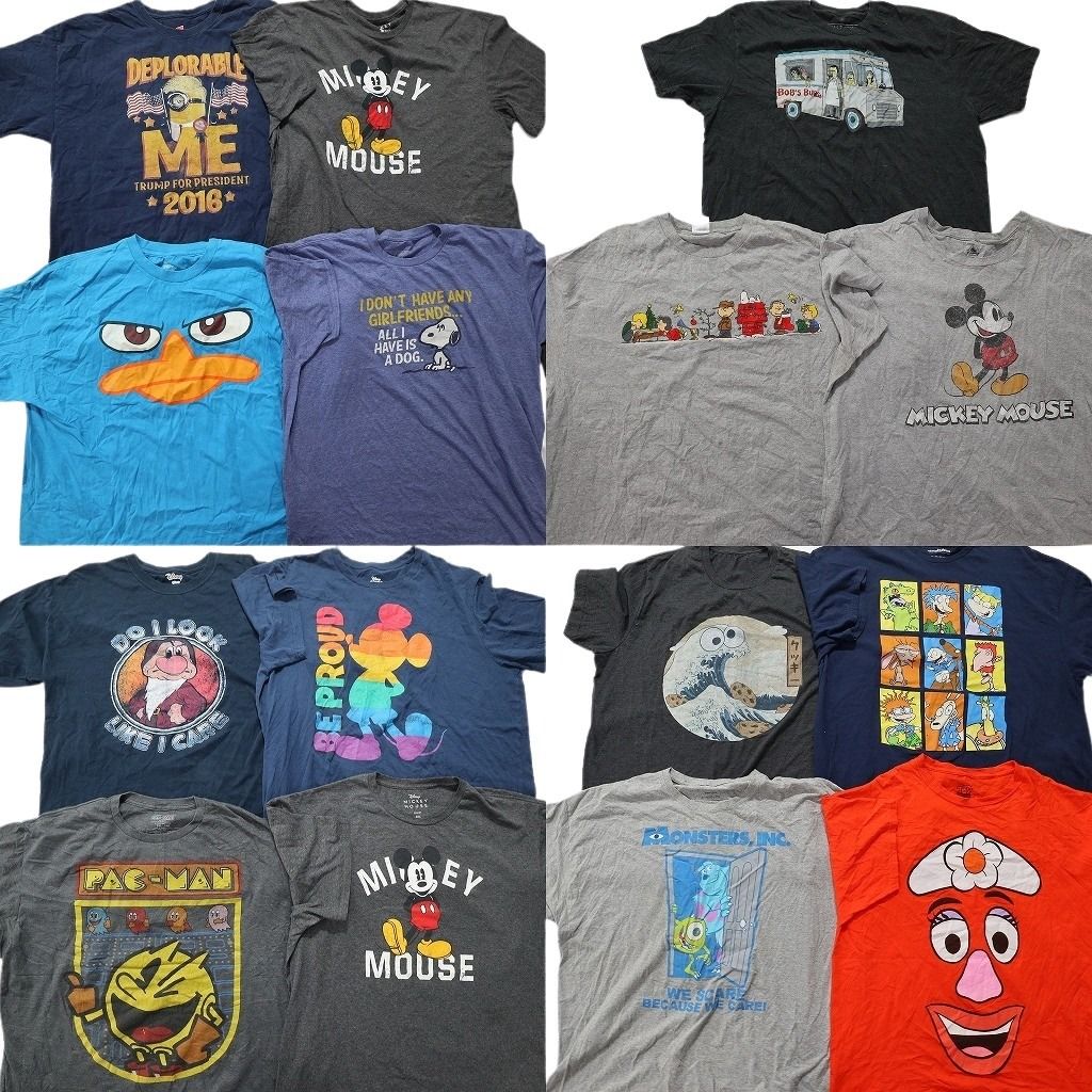 古着卸 キャラクター 半袖Tシャツ 16枚セット メンズ 2XL ミニオンズ ミッキー モンスターズインク 古着 NA1394