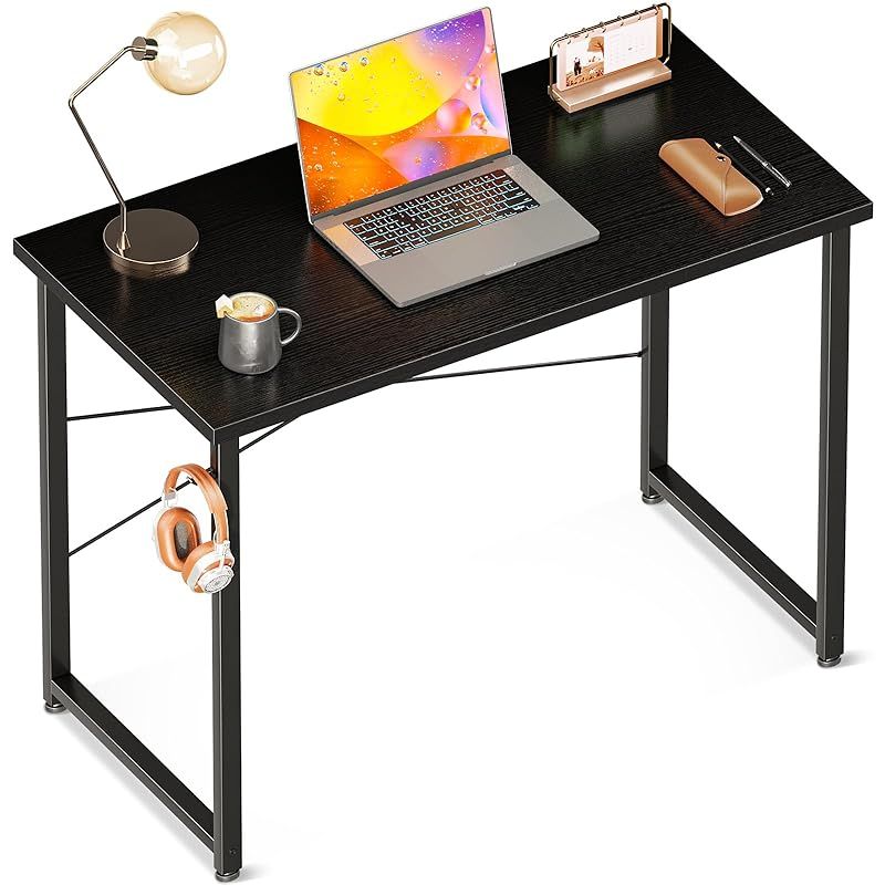 ODK デスク 机 pcデスク 幅80cm ゲーミングデスク パソコンデスク シンプルデスク ?子 小さい computer desk 学習机 コンパクト ??? フック付き 在宅ワーク おしゃれ 組立簡単 黒い 1