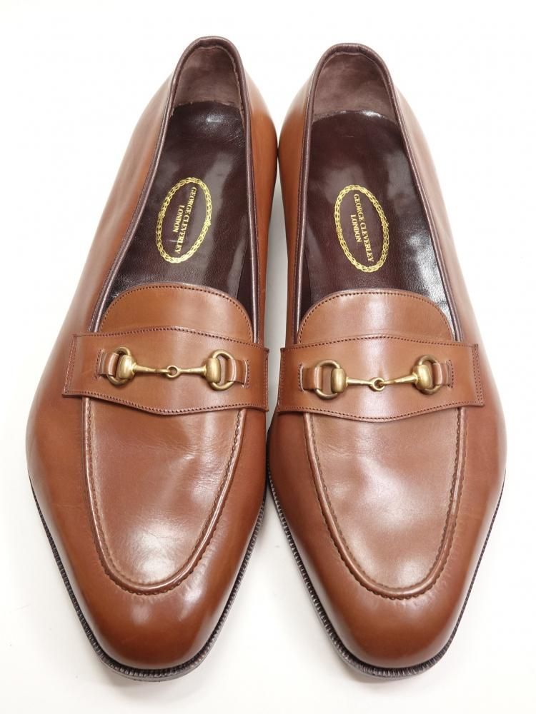 456 1003 大きめサイズ!! 程度 ジョージクレバリー ビスポーク ビットローファー ブラウン カーフ UK12～13位 かなり幅広