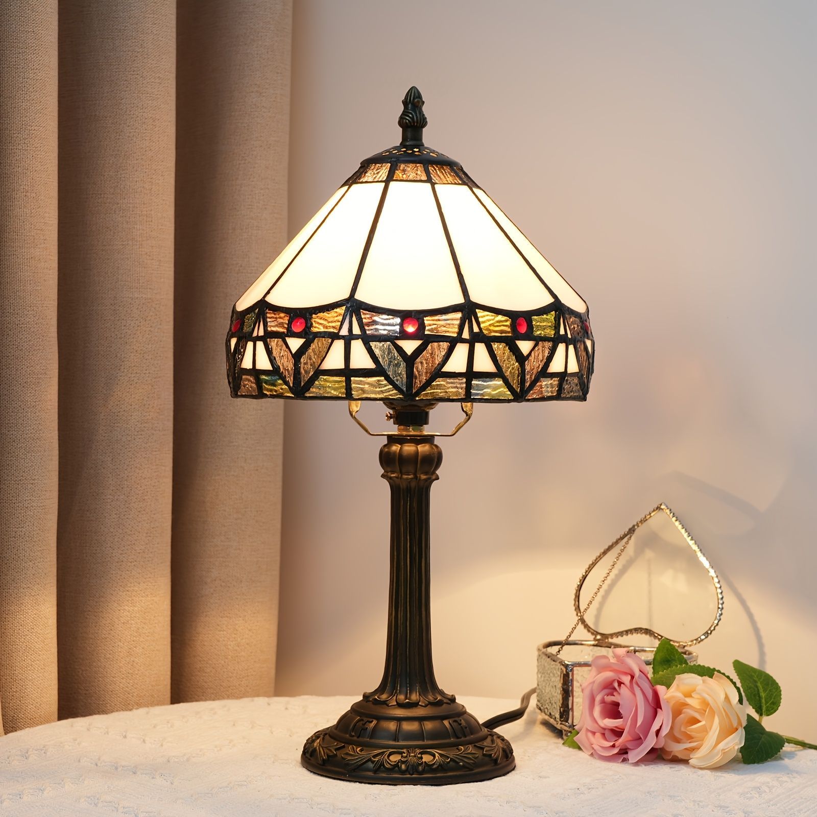 テーブルライト テーブルランプ ステンドグラス ランプシェード付き