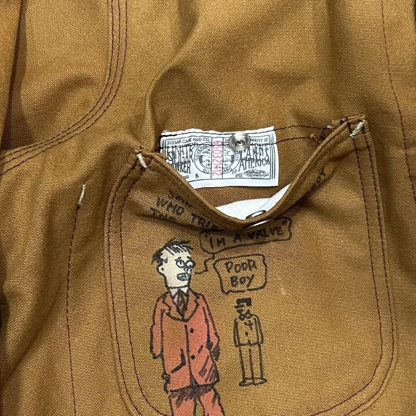 100%本物保証! シュガーケーン ブラウンダック カスタムペイント ワークコート アメカジ カバーオール 漫画 SC15450 138 ブラウン 38 M