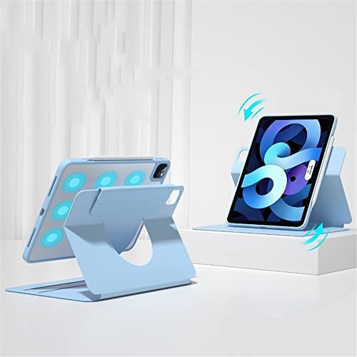 iPad mini6（2021）_ブルー 360度回転式 iPad mini6 ケース 縦置き 横置き 透明カバー アイパッドミニ 第6世代 2021新型 8.3 インチケース 2 in 1 磁気吸着 分離式 PUレザー 軽量 薄型 Apple Pencil