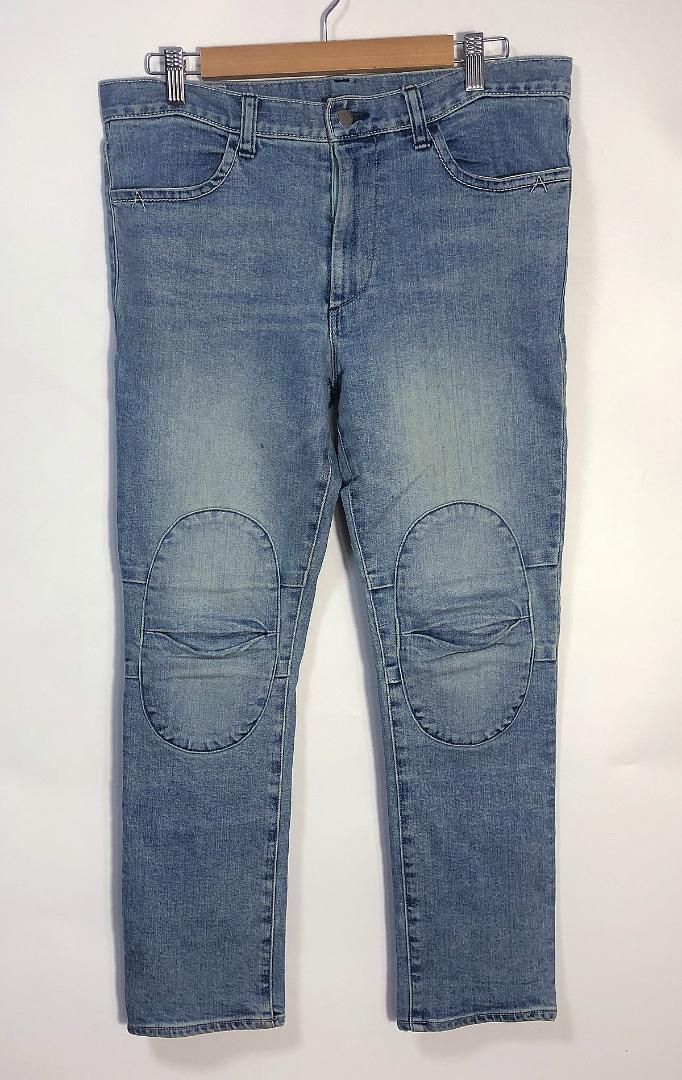 高品質□アレキサンダーリーチャン 膝加工 ストレッチ デニム