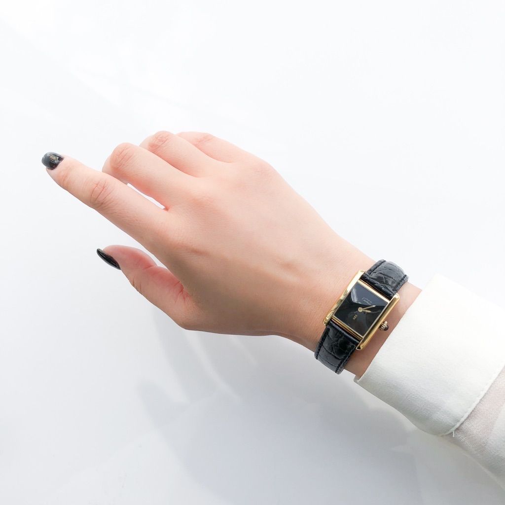 カルティエ タンク SM 黒文字盤 ゴールド レディース 腕時計